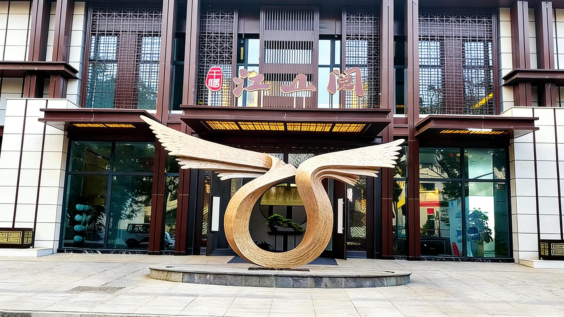 金属雕塑·高端酒店入口凤鸣蓝境