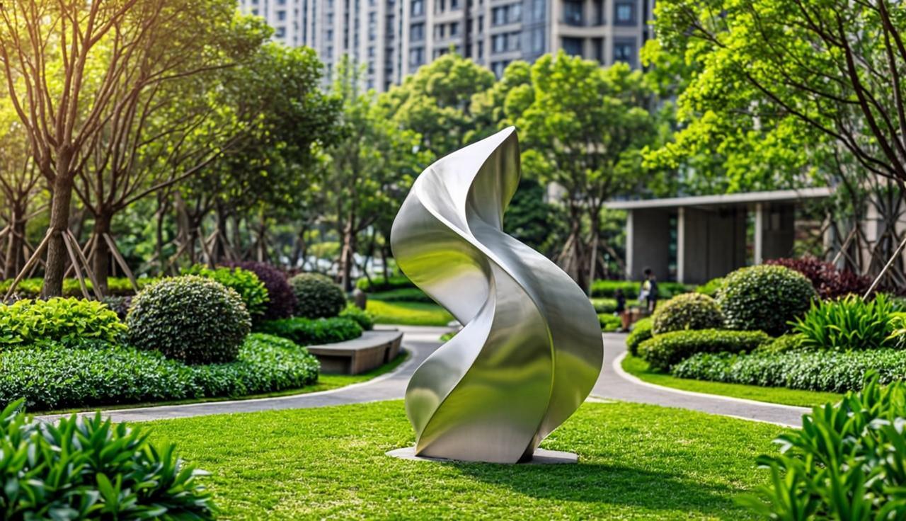 小区公园现代不锈钢雕塑景观